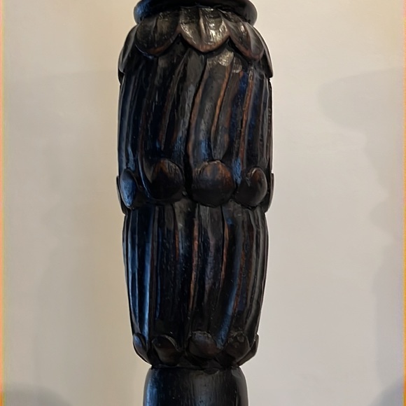 Vintage Solid Wood Carved Candle Holders Set of Two - Picture 3 of 8